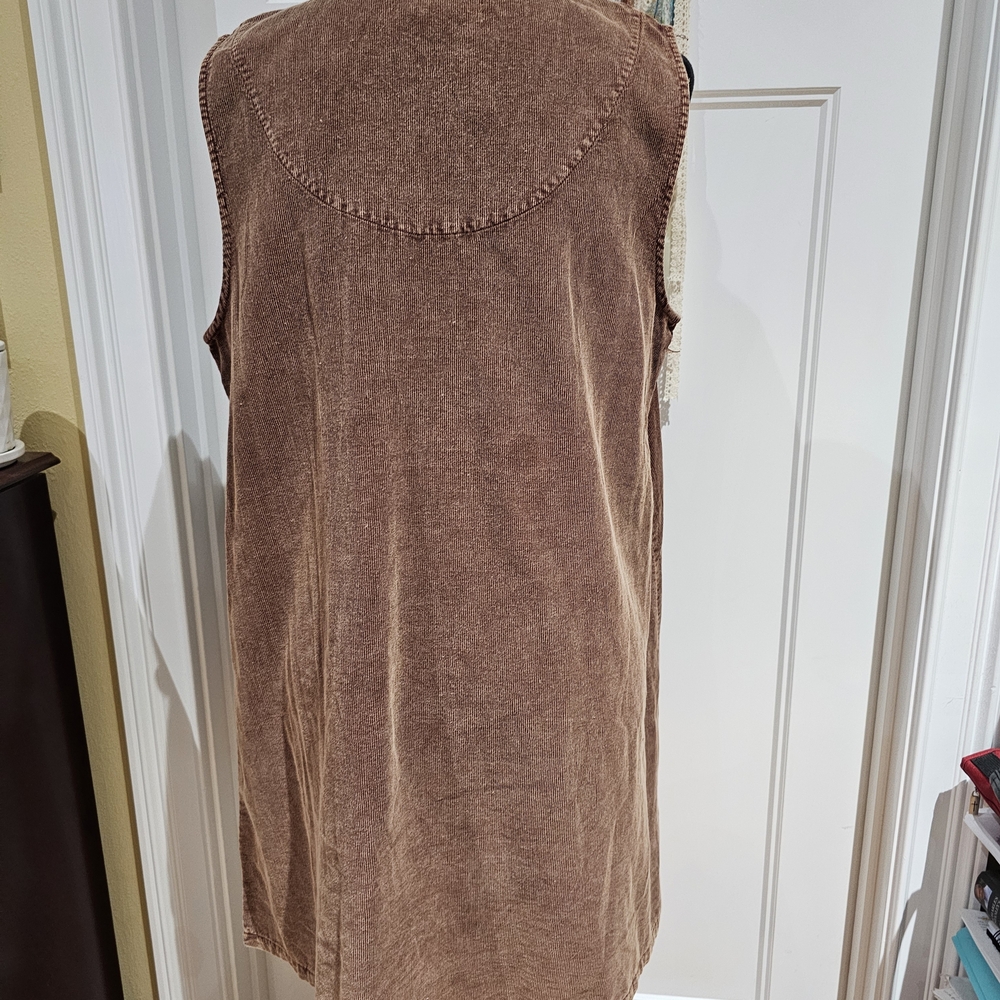 April Cornell Corduroy Brown Sleeveless Jumper Dress, Size M - Picture 2 of 6